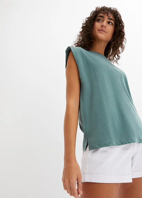 Oversize-Shirt aus reiner Bio-Baumwolle in grün von vorne (im Anschnitt) - bonprix Oversize-Shirt aus reiner Bio-Baumwolle in grün von vorne (im Anschnitt) - bonprix