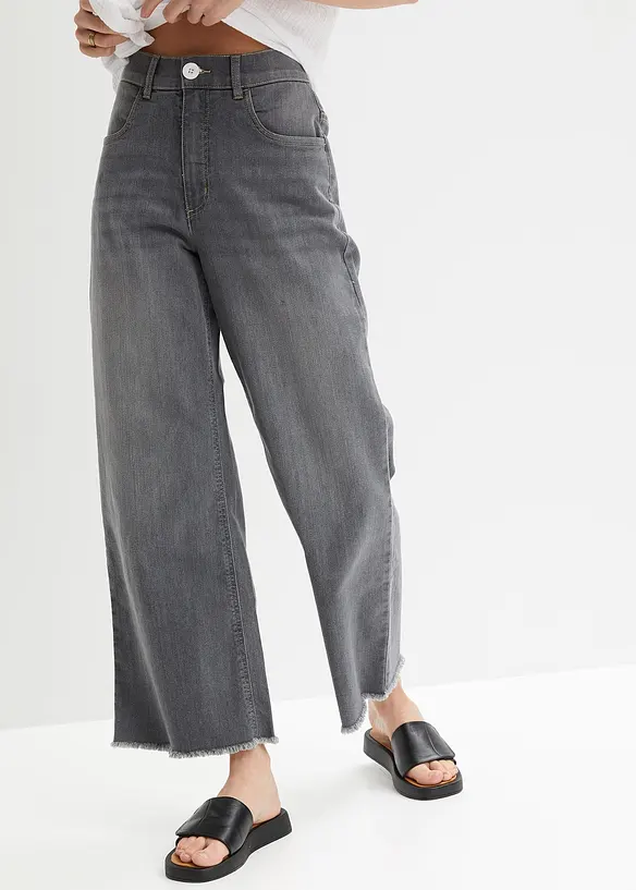 7/8-Jeans, Wide Fit in grau von vorne - bonprix