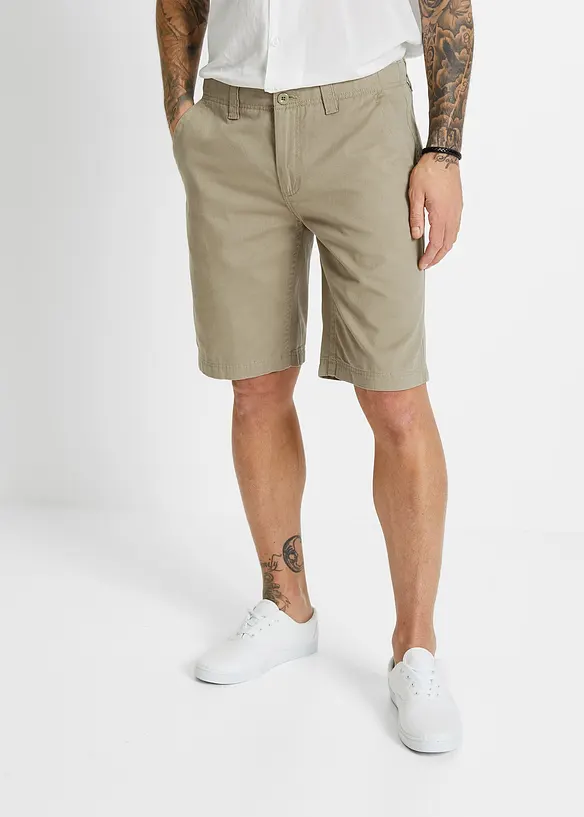 Chino-Bermuda aus Baumwolle in Regular-Fit in grün von vorne - bonprix