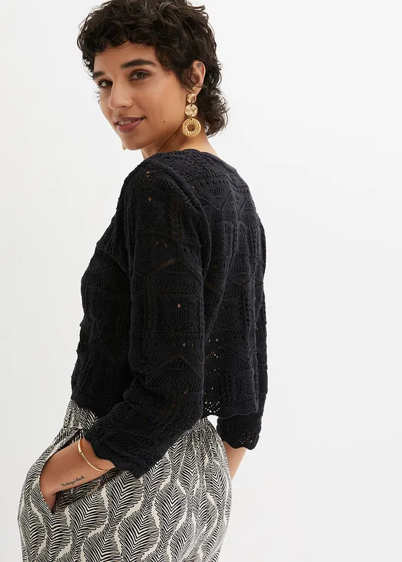 Ajour-Bolero in schwarz von hinten (im Anschnitt) - bonprix Ajour-Bolero in schwarz von hinten (im Anschnitt) - bonprix