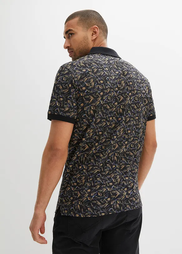 Poloshirt aus reiner Baumwolle in schwarz von hinten (im Anschnitt) - bonprix