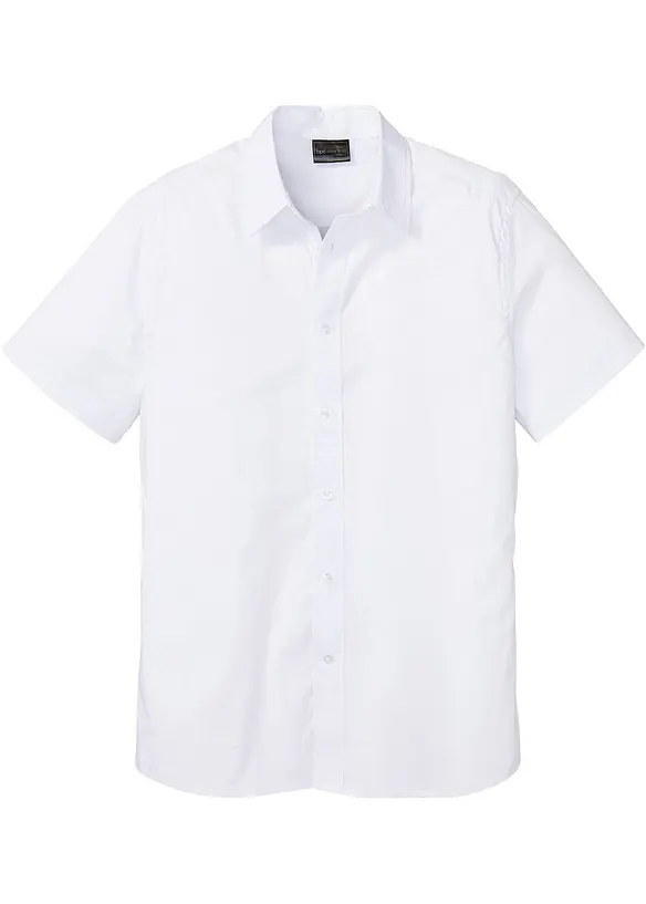 Stretch-Kurzarmhemd in Slim Fit in weiß von vorne - bonprix