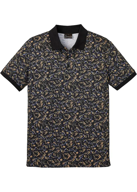 Poloshirt aus reiner Baumwolle in schwarz von vorne - bonprix