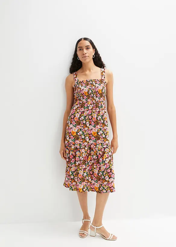 Midikleid aus Viskose in pink von vorne (Totalaufnahme) - bonprix Midikleid aus Viskose in pink von vorne (Totalaufnahme) - bonprix