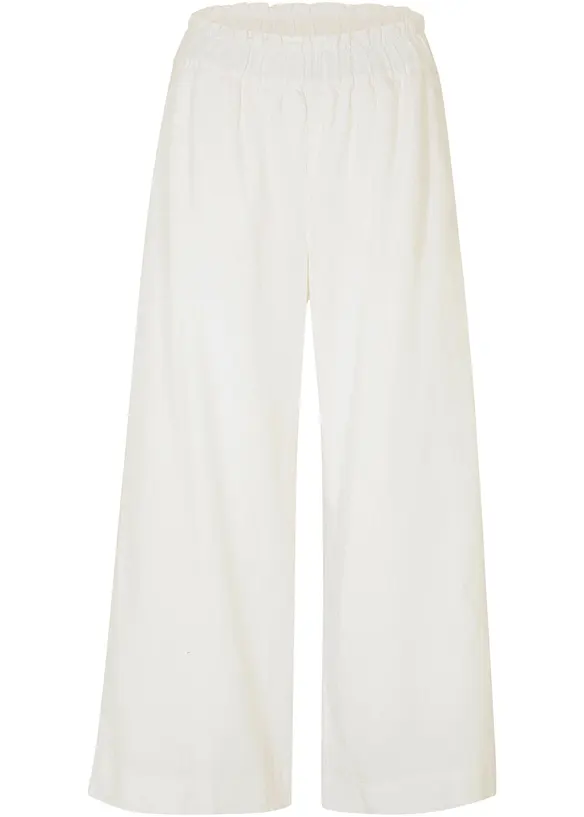 Leinen-Culotte, wadenlang in weiß von vorne - bonprix Leinen-Culotte, wadenlang in weiß von vorne - bonprix