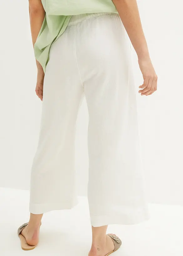 Leinen-Culotte, wadenlang in weiß von hinten - bonprix Leinen-Culotte, wadenlang in weiß von hinten - bonprix