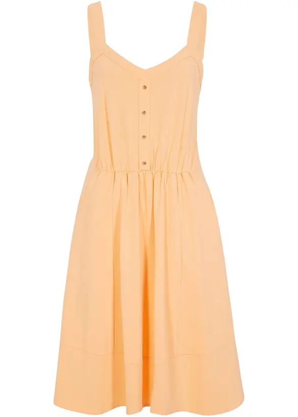 Knielanges Baumwoll Jerseykleid mit Seitentaschen in orange von vorne - bonprix