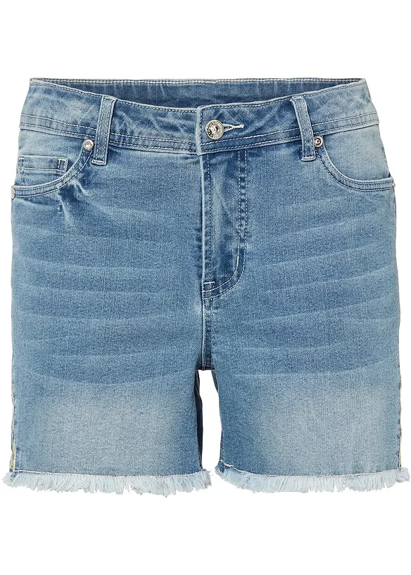 Jeans-Shorts Mid Waist in blau von vorne - bonprix