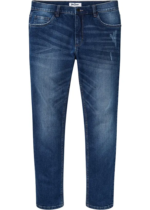 Slim Fit Stretch-Jeans, Straight in blau von vorne - bonprix