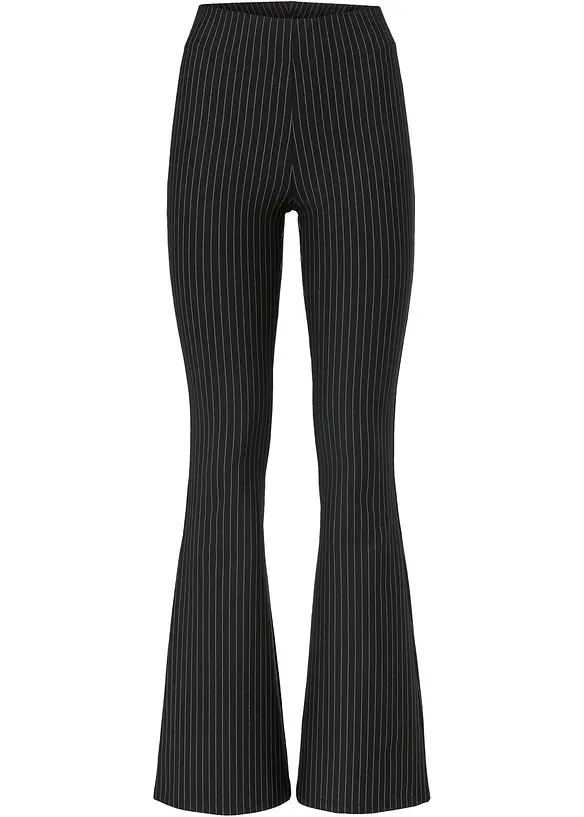 Ausgestellte Schlupfhose mit Nadelstreifen in schwarz von vorne - bonprix Ausgestellte Schlupfhose mit Nadelstreifen in schwarz von vorne - bonprix