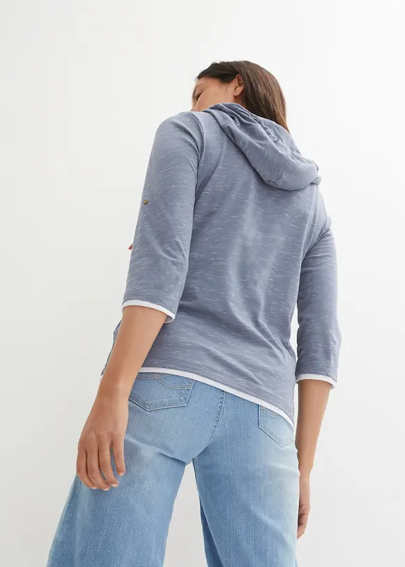 Kapuzen-Shirt aus Baumwoll-Mix in blau von hinten (im Anschnitt) - bonprix Kapuzen-Shirt aus Baumwoll-Mix in blau von hinten (im Anschnitt) - bonprix