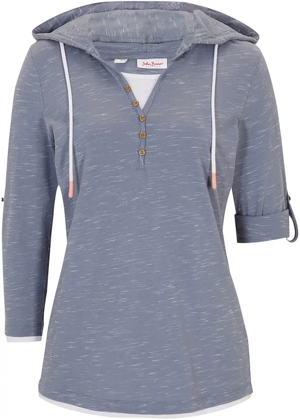 Kapuzen-Shirt aus Baumwoll-Mix in blau von vorne - bonprix Kapuzen-Shirt aus Baumwoll-Mix in blau von vorne - bonprix