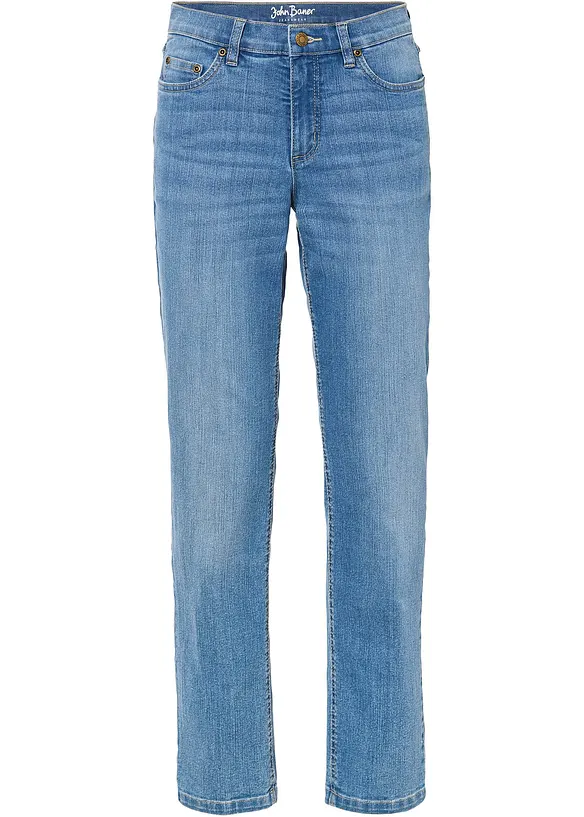 Straight Jeans Mid Waist, cropped in blau von vorne - bonprix