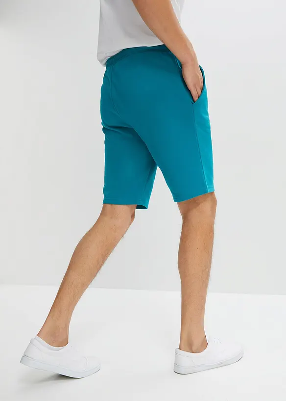 Sweat-Bermuda in Regular Fit in petrol von hinten - bonprix