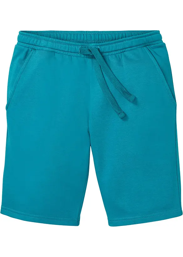 Sweat-Bermuda in Regular Fit in petrol von vorne - bonprix