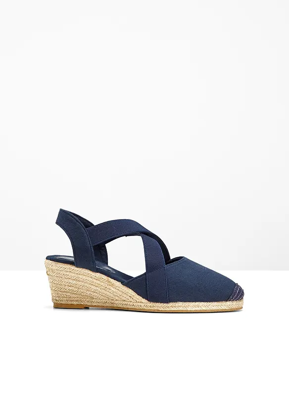Keilpumps mit elastischen Riemen in blau von vorne - bonprix