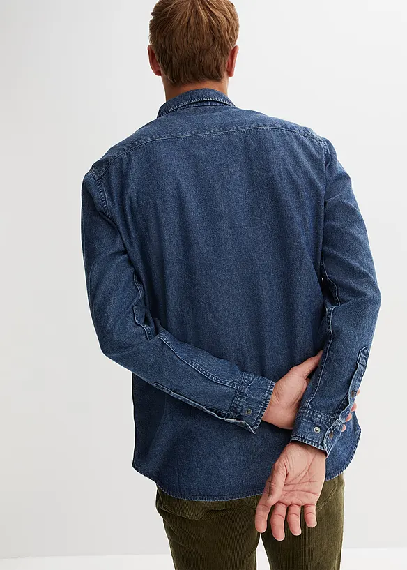 Jeanshemd aus reiner Baumwolle in blau von hinten (im Anschnitt) - bonprix