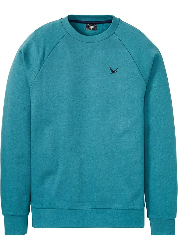 Sweatshirt aus weichem Baumwoll-Mix in petrol von vorne - bonprix