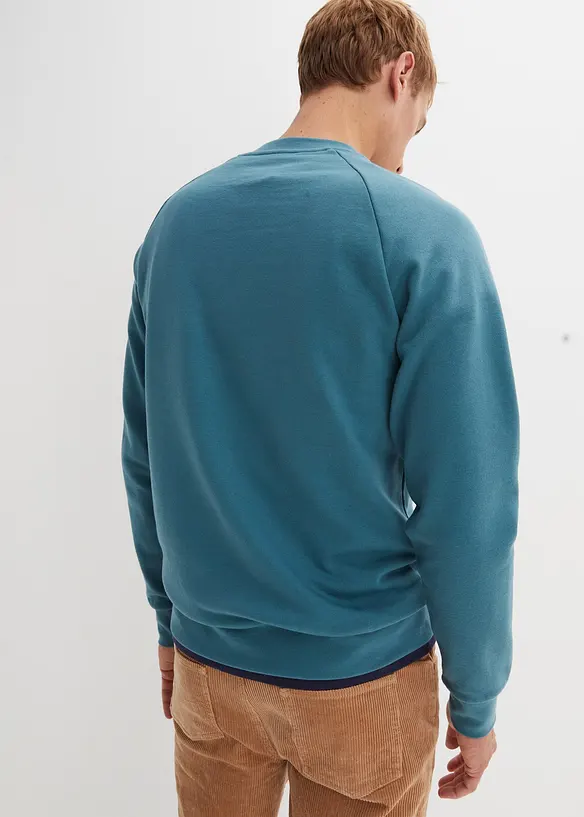 Sweatshirt aus weichem Baumwoll-Mix in petrol von hinten (im Anschnitt) - bonprix