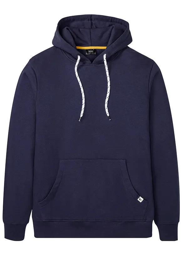 Hoodie aus weichem Baumwoll-Mix in blau von vorne - bonprix