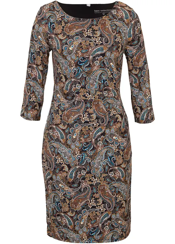 Shirtkleid mit Paisley-Druck in schwarz von vorne - bonprix Shirtkleid mit Paisley-Druck in schwarz von vorne - bonprix