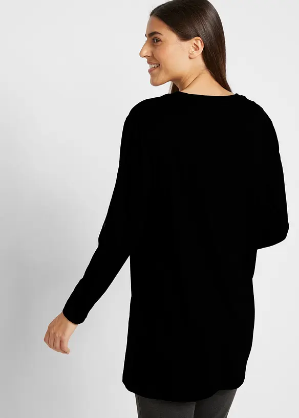 Longshirt aus reiner Baumwolle in schwarz von hinten (im Anschnitt) - bonprix Longshirt aus reiner Baumwolle in schwarz von hinten (im Anschnitt) - bonprix