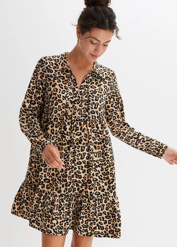 Tunika-Kleid in A-Linie in beige von vorne (Totalaufnahme) - bonprix
