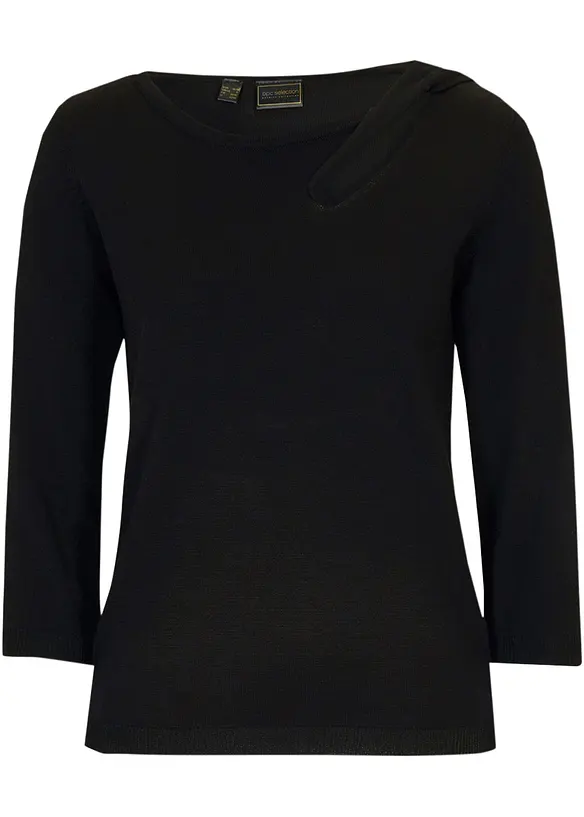 Pullover mit Detail in schwarz von vorne - bonprix