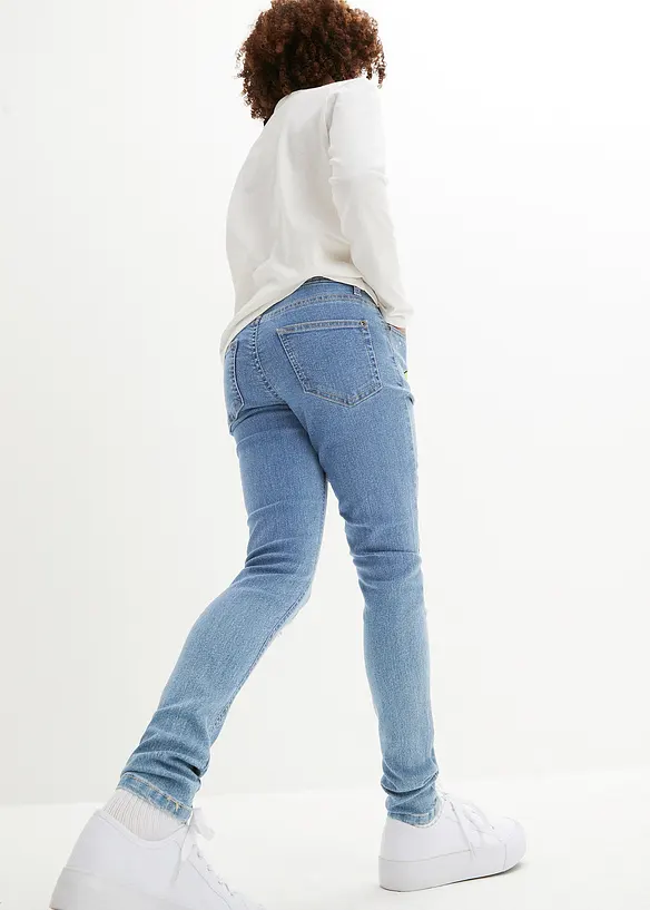 Skinny-Jeans Mid Waist in blau von hinten - bonprix