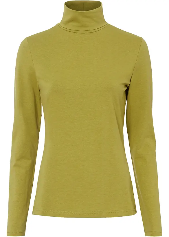 Langarmshirt mit  reiner Bio-Baumwolle in grün von vorne - bonprix