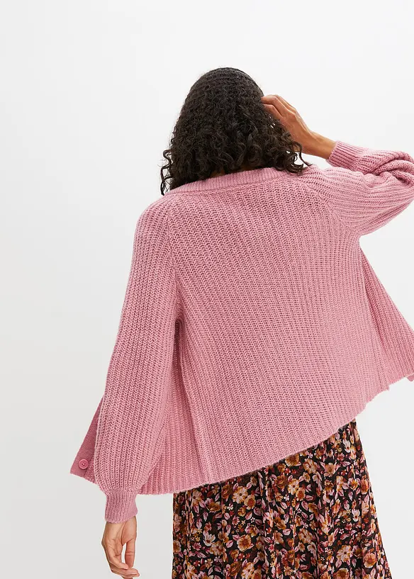 Grobstrickjacke mit Raglanärmeln in rosa von hinten (im Anschnitt) - bonprix Grobstrickjacke mit Raglanärmeln in rosa von hinten (im Anschnitt) - bonprix
