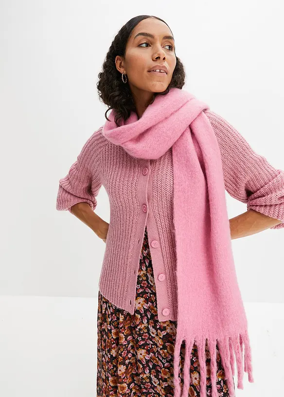 Grobstrickjacke mit Raglanärmeln in rosa von vorne (im Anschnitt) - bonprix Grobstrickjacke mit Raglanärmeln in rosa von vorne (im Anschnitt) - bonprix