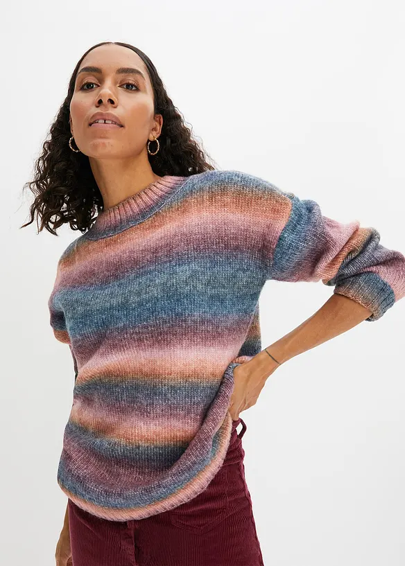 Pullover mit Farbverlauf und Wollanteil in rosa von vorne (im Anschnitt) - bonprix