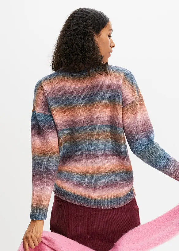 Pullover mit Farbverlauf und Wollanteil in rosa von hinten (im Anschnitt) - bonprix