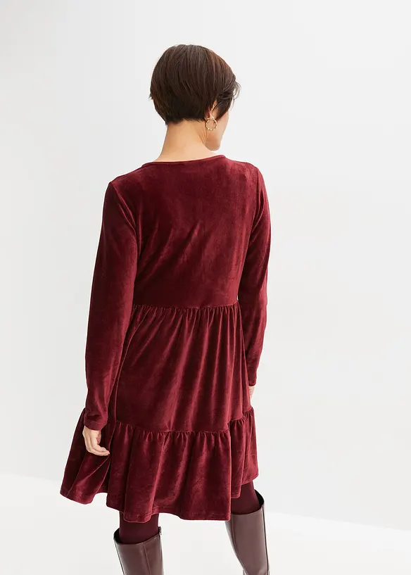 Minikleid aus Jersey Cord in rot von hinten (Totalaufnahme) - bonprix