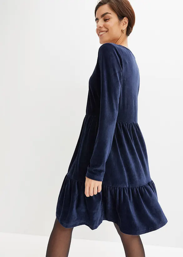 Minikleid aus Jersey Cord in blau von hinten (Totalaufnahme) - bonprix Minikleid aus Jersey Cord in blau von hinten (Totalaufnahme) - bonprix