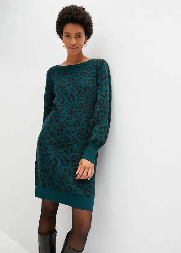 Strickkleid in grün von vorne (Totalaufnahme) - bonprix