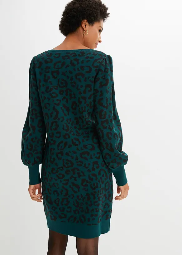 Strickkleid in grün von hinten (Totalaufnahme) - bonprix