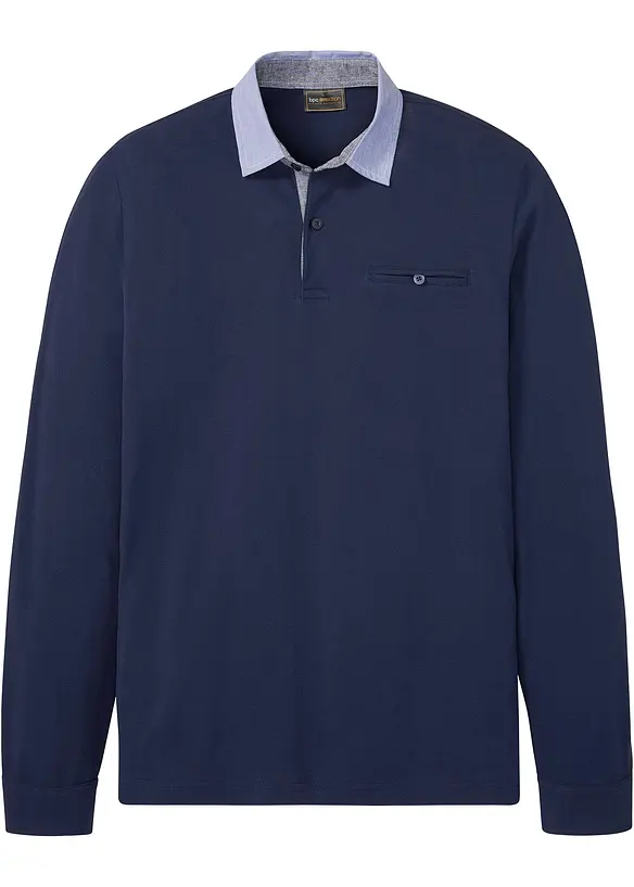 Poloshirt aus robustem Piqué in blau von vorne - bonprix