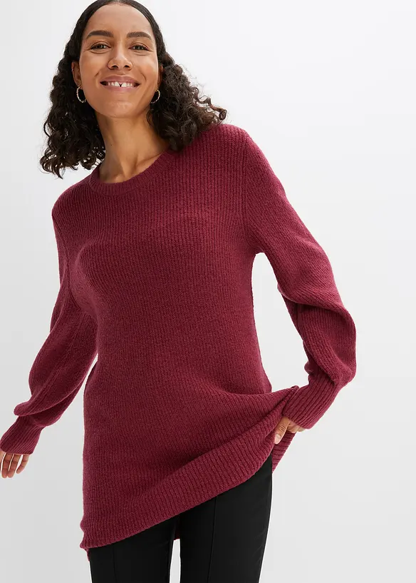 Longpullover mit Knöpfen in rot von vorne (im Anschnitt) - bonprix