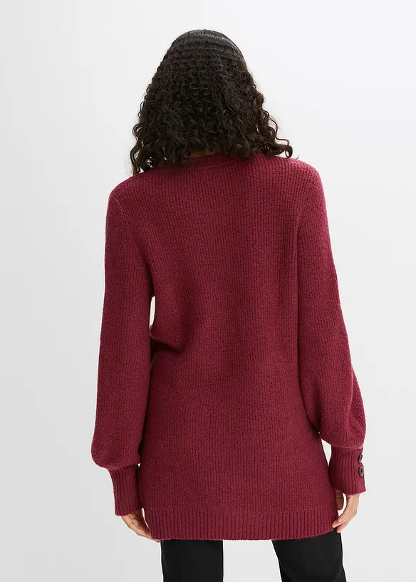 Longpullover mit Knöpfen in rot von hinten (im Anschnitt) - bonprix