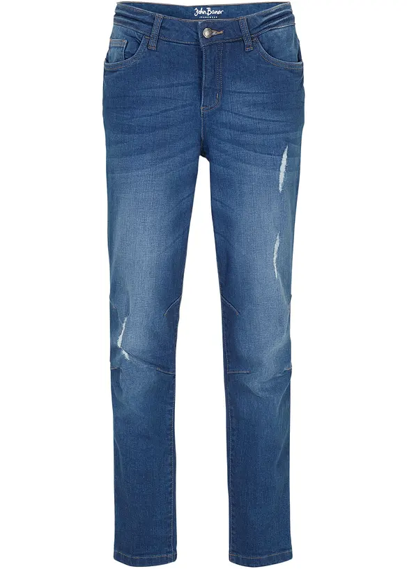 Stretch-Boyfriend-Jeans in blau von vorne - bonprix