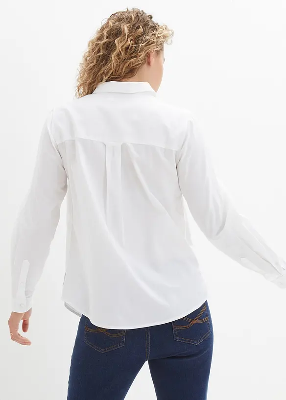 Hemdbluse aus reiner Baumwolle in weiß von hinten (im Anschnitt) - bonprix Hemdbluse aus reiner Baumwolle in weiß von hinten (im Anschnitt) - bonprix