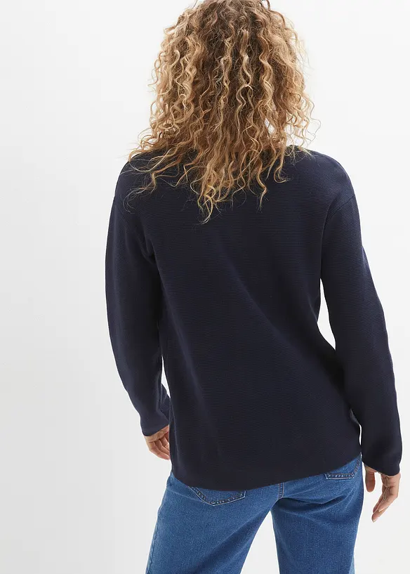 Feinstrickjacke in blau von hinten (im Anschnitt) - bonprix Feinstrickjacke in blau von hinten (im Anschnitt) - bonprix