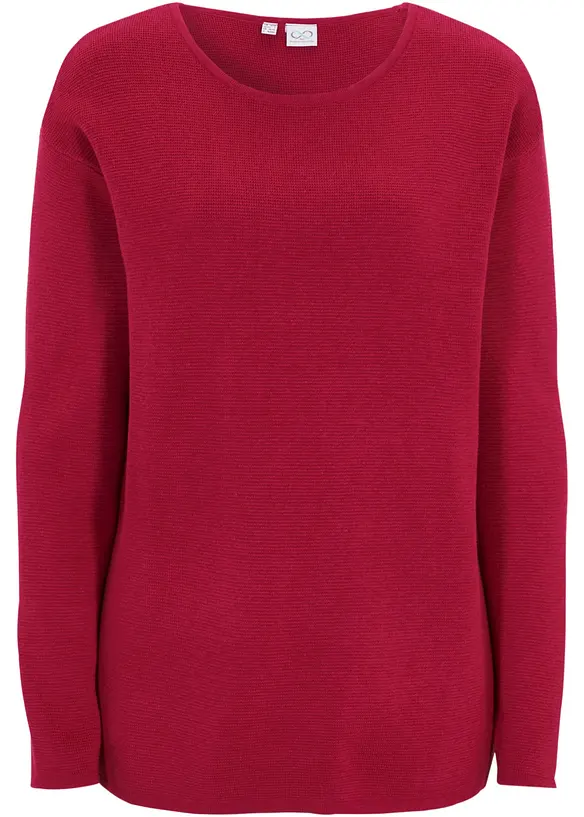 Milano Rib Pullover mit Rundhals in pink von vorne - bonprix Milano Rib Pullover mit Rundhals in pink von vorne - bonprix