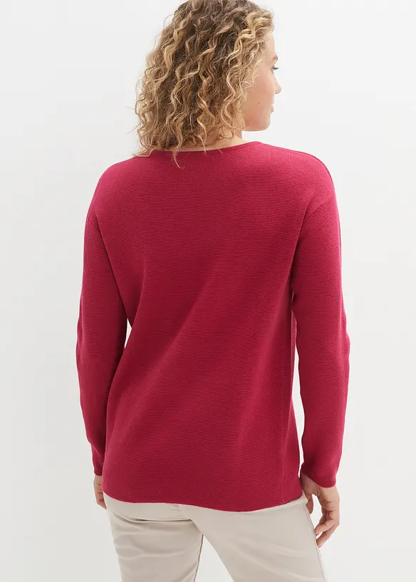 Milano Rib Pullover mit Rundhals in pink von hinten (im Anschnitt) - bonprix Milano Rib Pullover mit Rundhals in pink von hinten (im Anschnitt) - bonprix