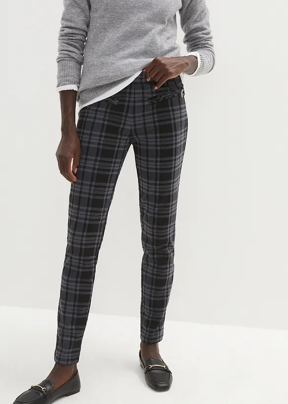 Jersey-Hose aus Jacquard in schwarz von vorne - bonprix