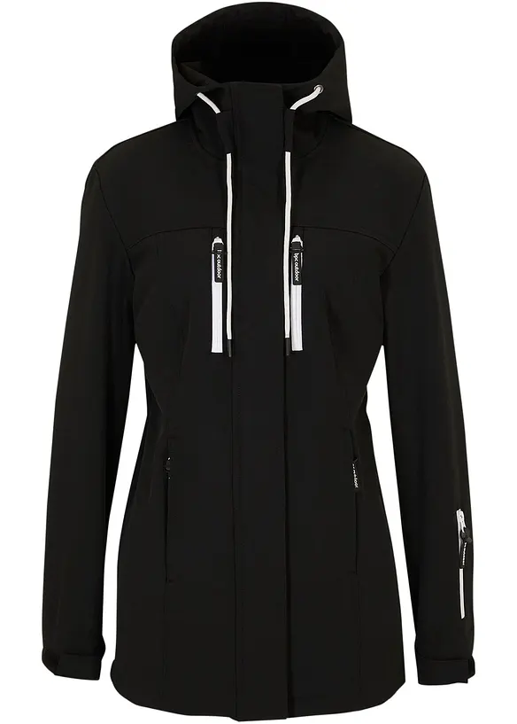 wasserabweisende Softshelljacke in schwarz von vorne - bonprix
