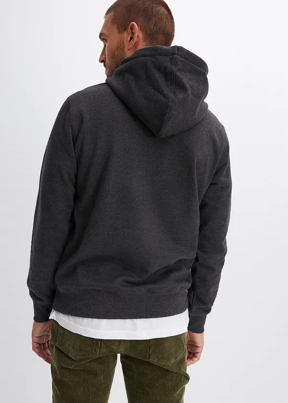 Hoodie aus weichem Baumwoll-Mix in schwarz von hinten (im Anschnitt) - bonprix
