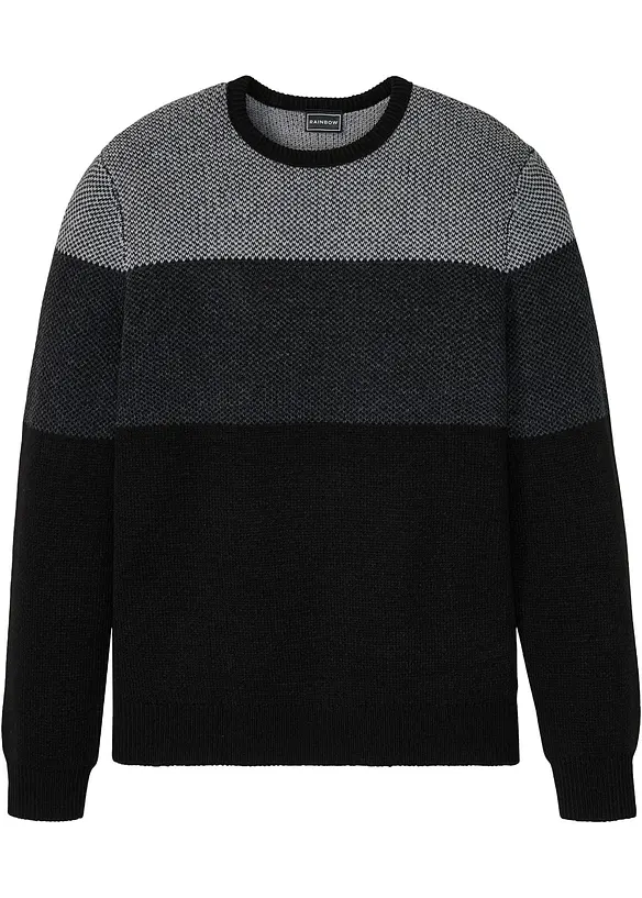 Feinstrickpullover in Regular-Fit in schwarz von vorne - bonprix